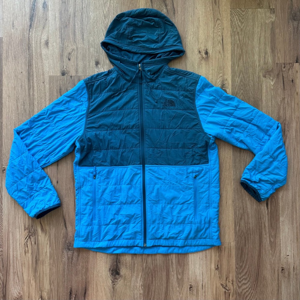 The North Face Mens Blue Quilted Lightweight Insulated Hooded Jacket Size Large - Picture 2 of 11